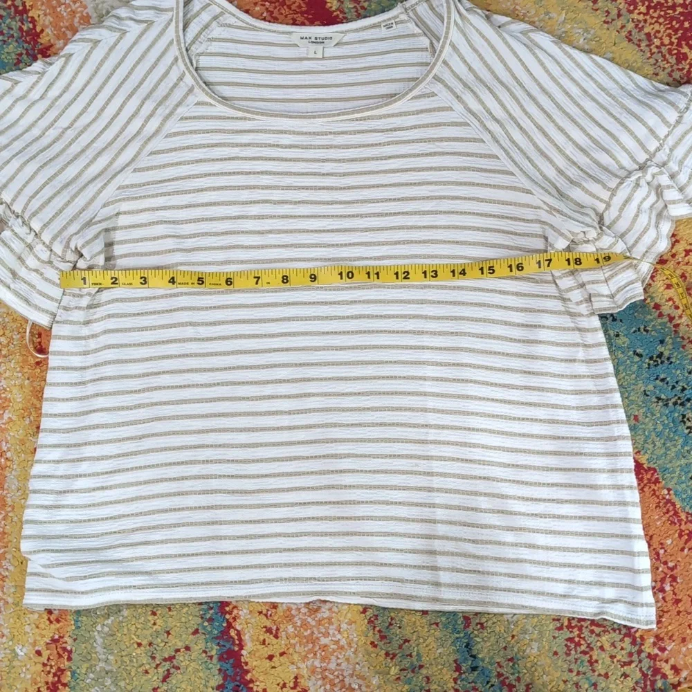 Max Studio White and Tan Short Sleeve Tees... New